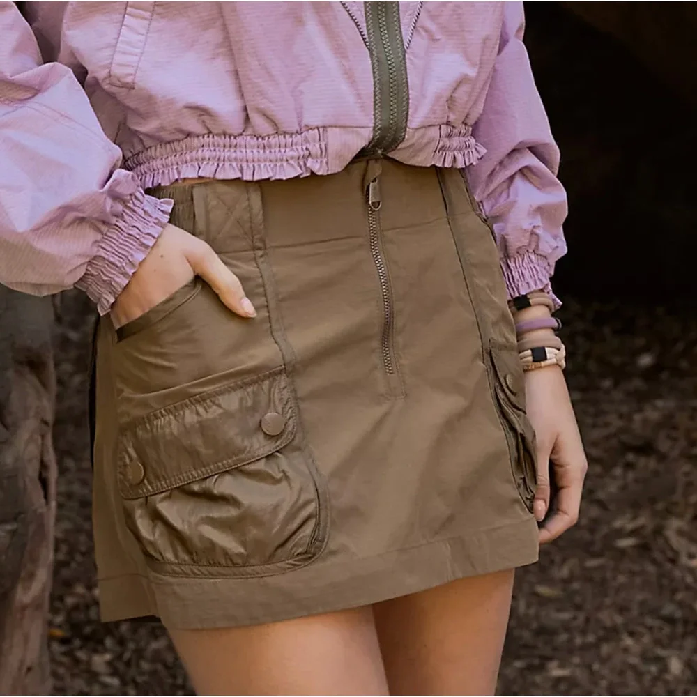 FREE PEOPLE FP MOVEMENT GREEN THRU HIKER SKORT SKIRT SHORTS SZ XS